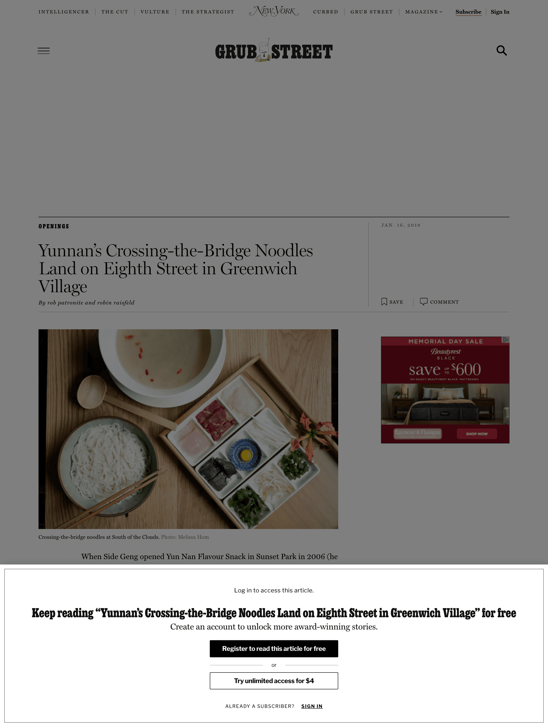 Grub Street article screenshot