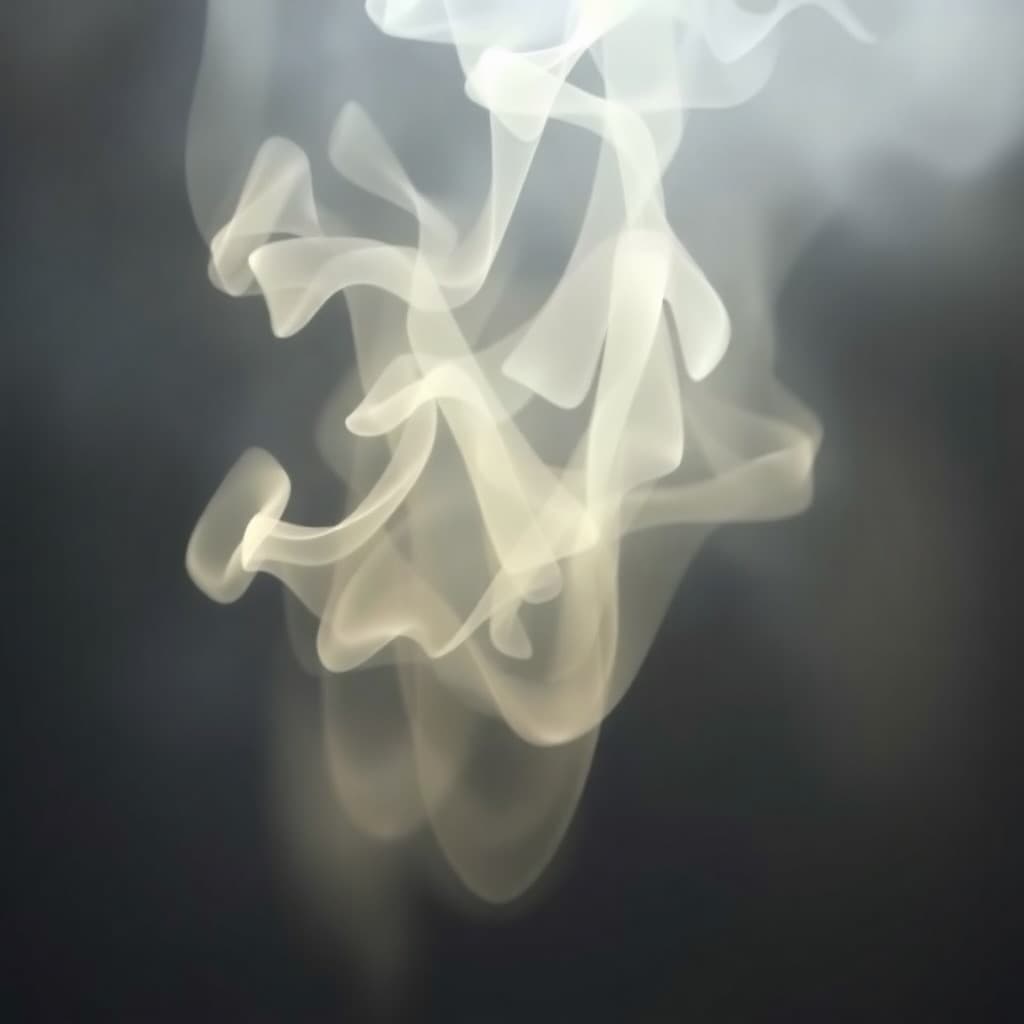 Delicate tea steam wisps, ethereal vapor, minimalist artistic rendering