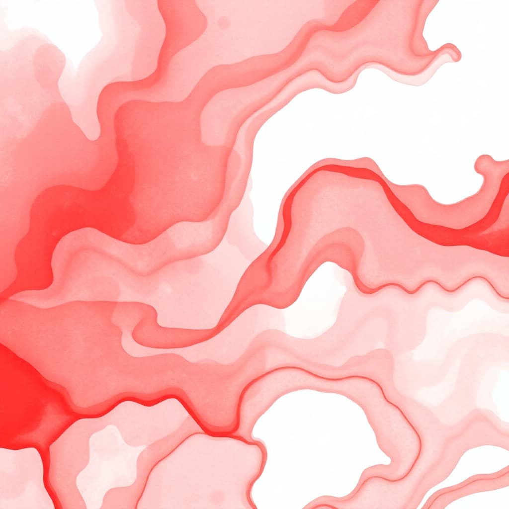 Abstract watercolor wash in crimson and white, flowing organic patterns, artistic background texture